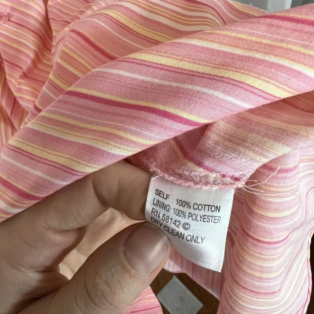 London Times striped midi dress size 4 waist tie preppy classic feminine pink - Picture 8 of 12